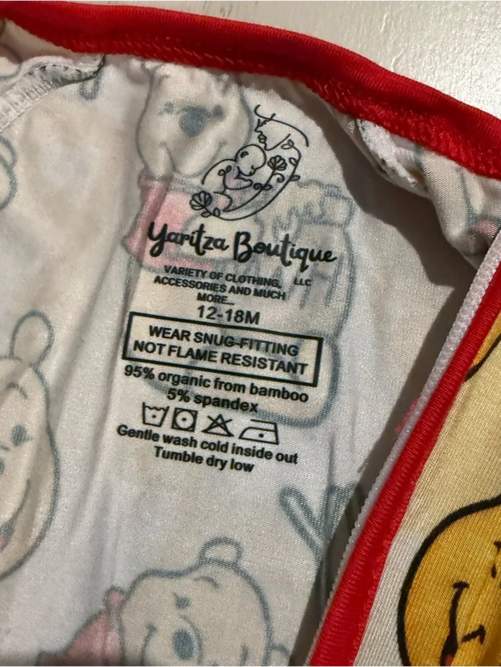 Yaritza Boutique Bamboo Sleeper 12-18M Unisex Winnie Pooh‎ 2 Way Zip Pajamas NWT